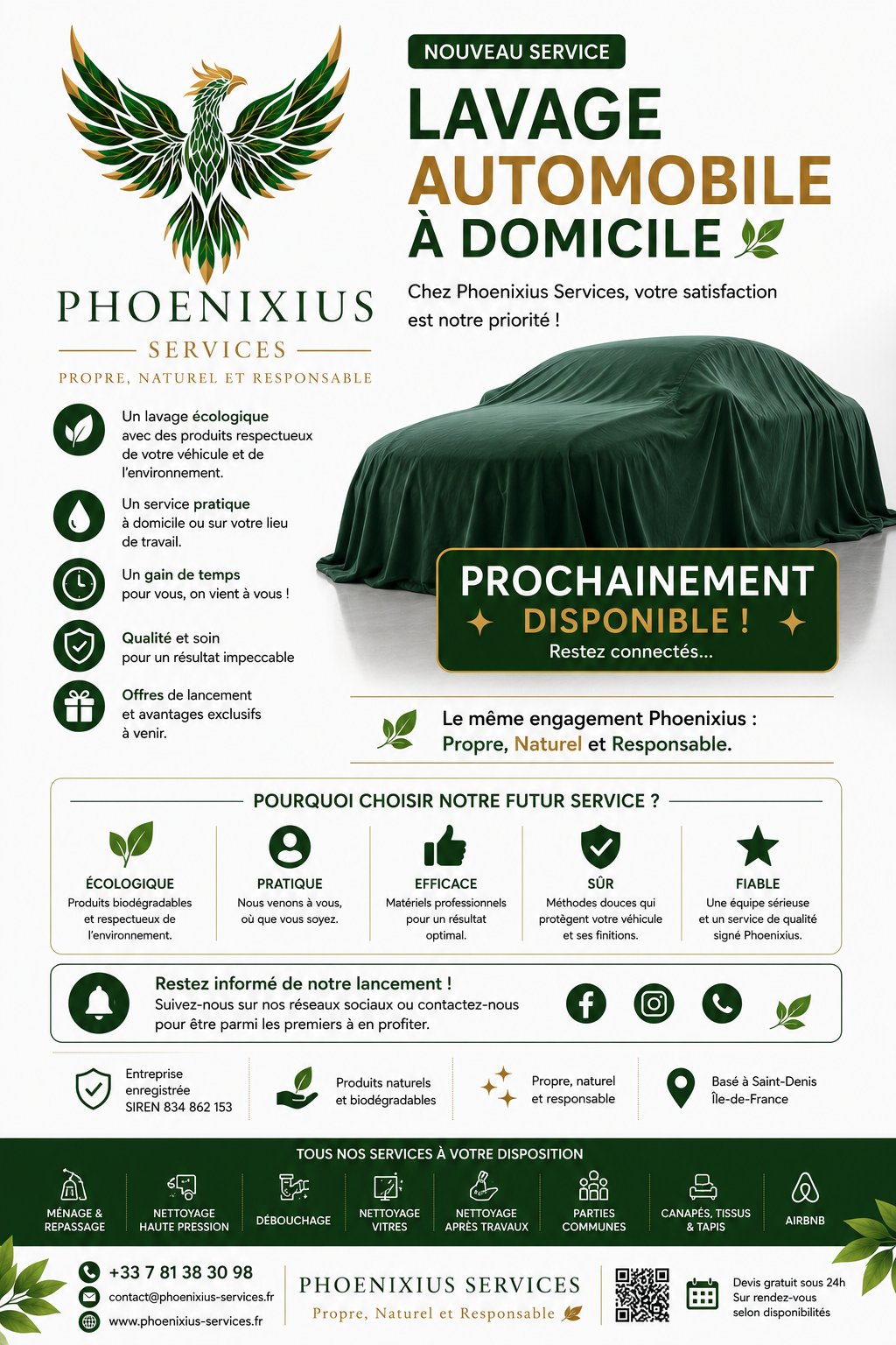 Brochure Lavage automobile à domicile - nouveau service